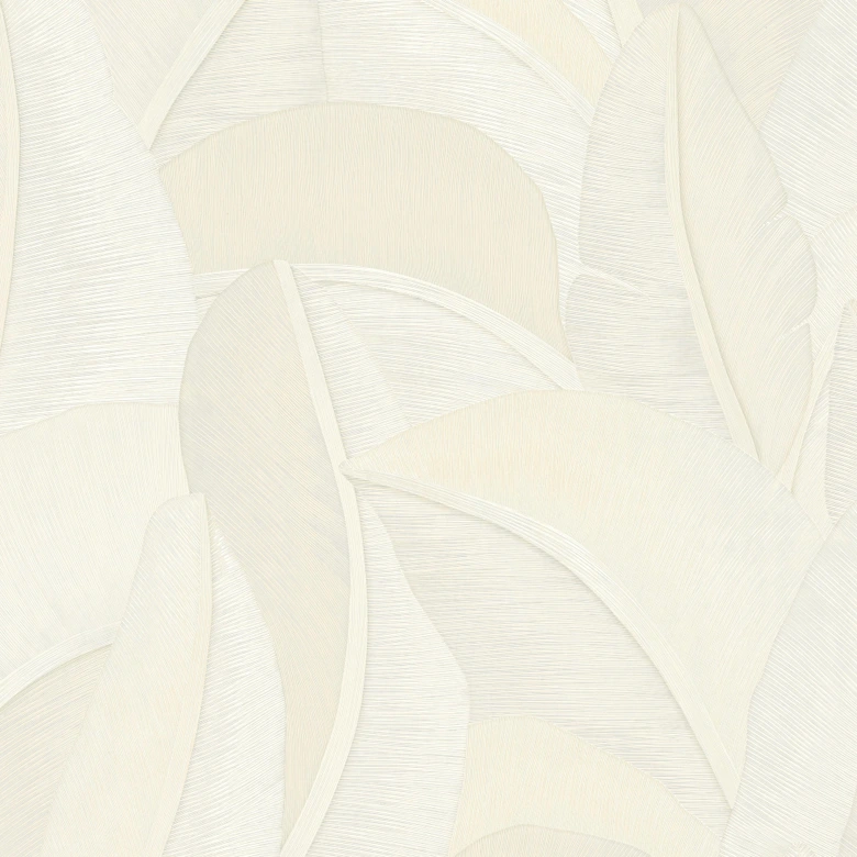 Vliestapete Isabelle Golden Canopy Weiß Creme Grau - Palmenblätter Dschungel metallic Flur 