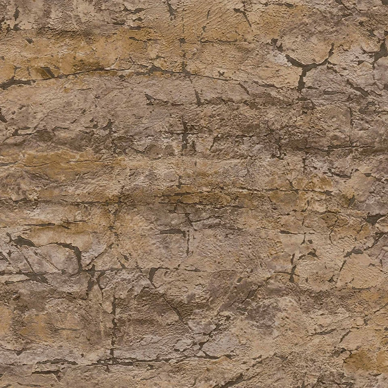 Papel pintado no tejido Tamika Raw Heritage efecto piedra beige marrón gris - aspecto de albañilería casa de campo metálica 