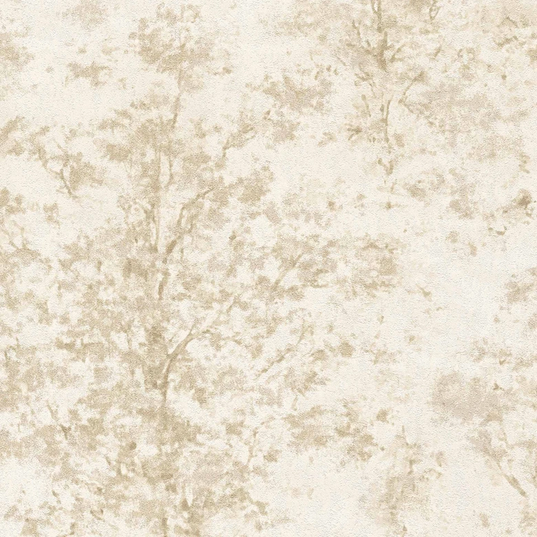 Vliestapete Astrid Whispering Woods Beige Creme Metallic - Waldtapete Bäume Aquarell Vinyl 