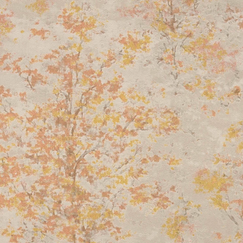 Papel pintado no tejido Astrid Whispering Woods beige amarillo marrón - papel pintado bosque árboles acuarela papel pintado naturaleza 