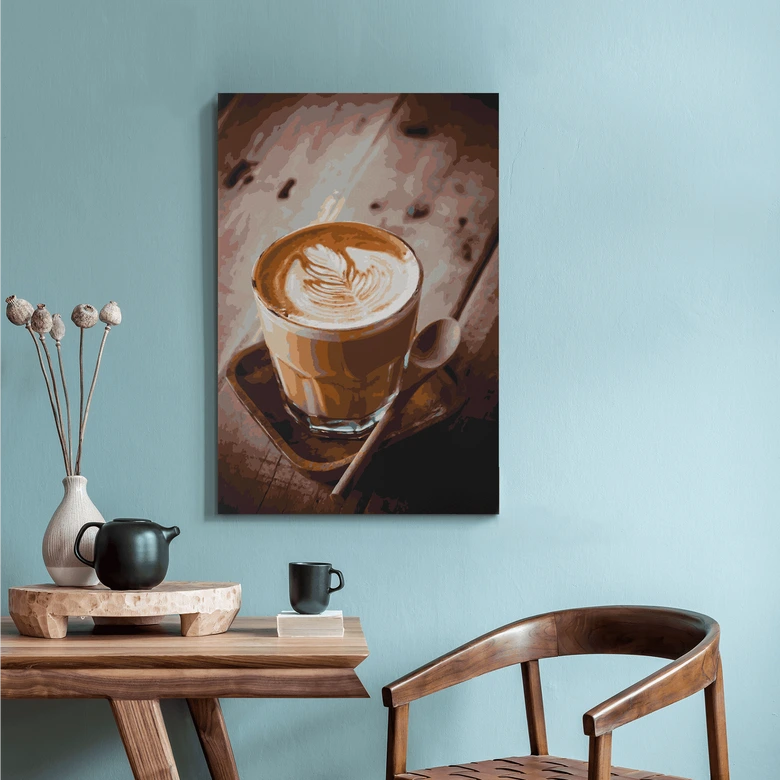 Malen nach Zahlen Leinwandbild - Cappuccino  