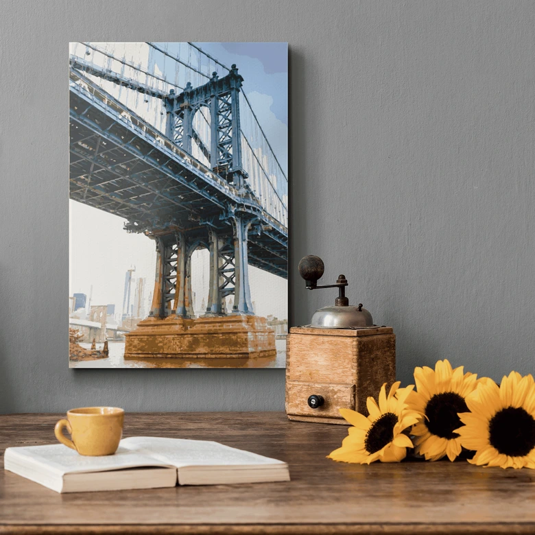 Malen nach Zahlen Leinwandbild - New York Manhatten Bridge  