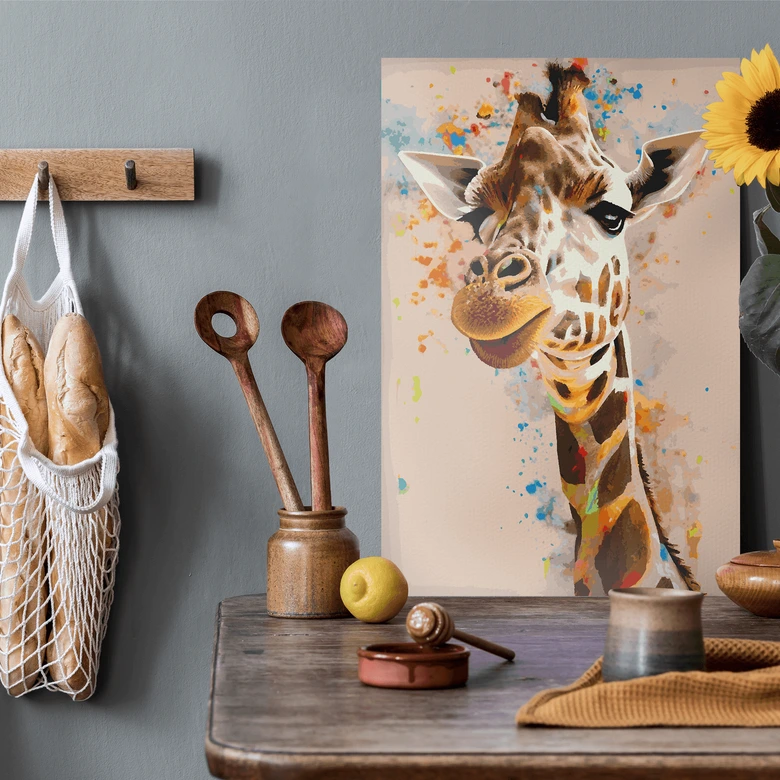 Malen nach Zahlen Leinwandbild - Giraffe Gerald  