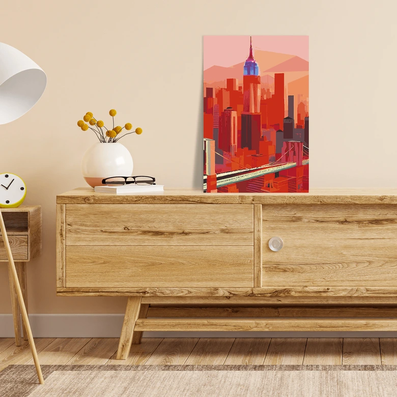 Malen nach Zahlen Leinwandbild - New York red Skyline  