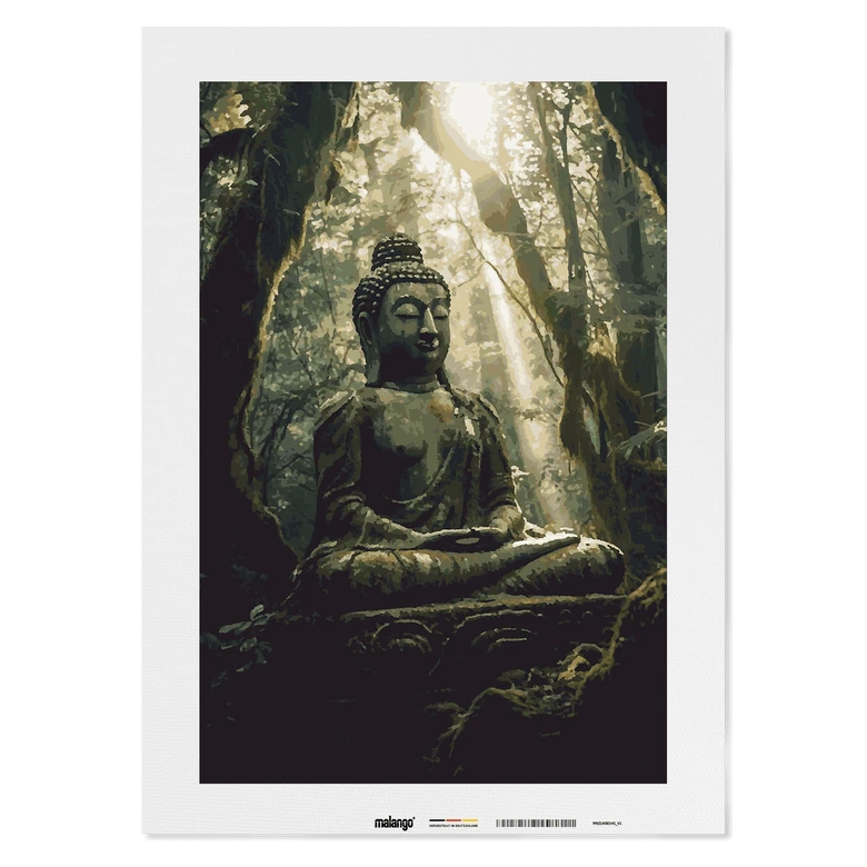 Malen nach Zahlen Leinwandbild - Buddha Bahi im Wald  