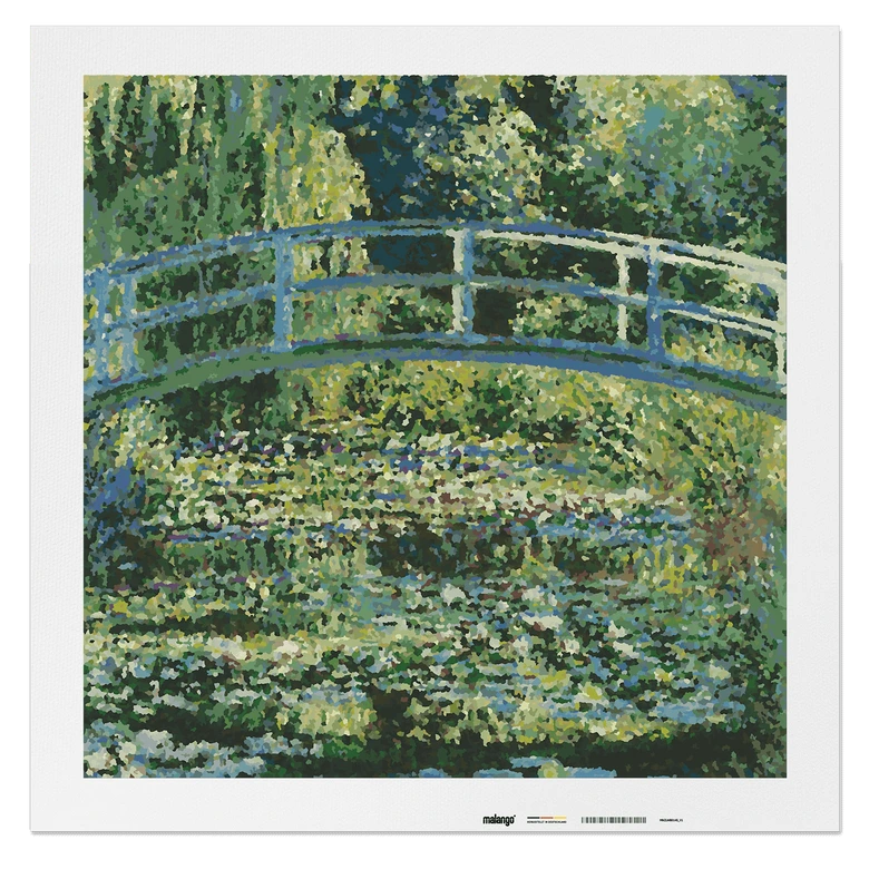 Malen nach Zahlen Leinwandbild - Monet - Der Seerosenteich mit der japanischen Brücke  