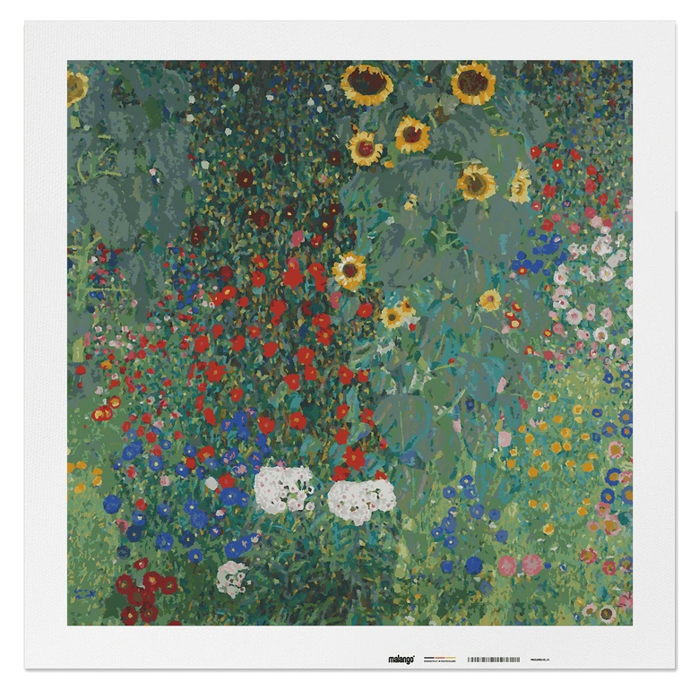 Malen nach Zahlen Leinwandbild - Klimt - Bauerngarten mit Sonnenblumen  