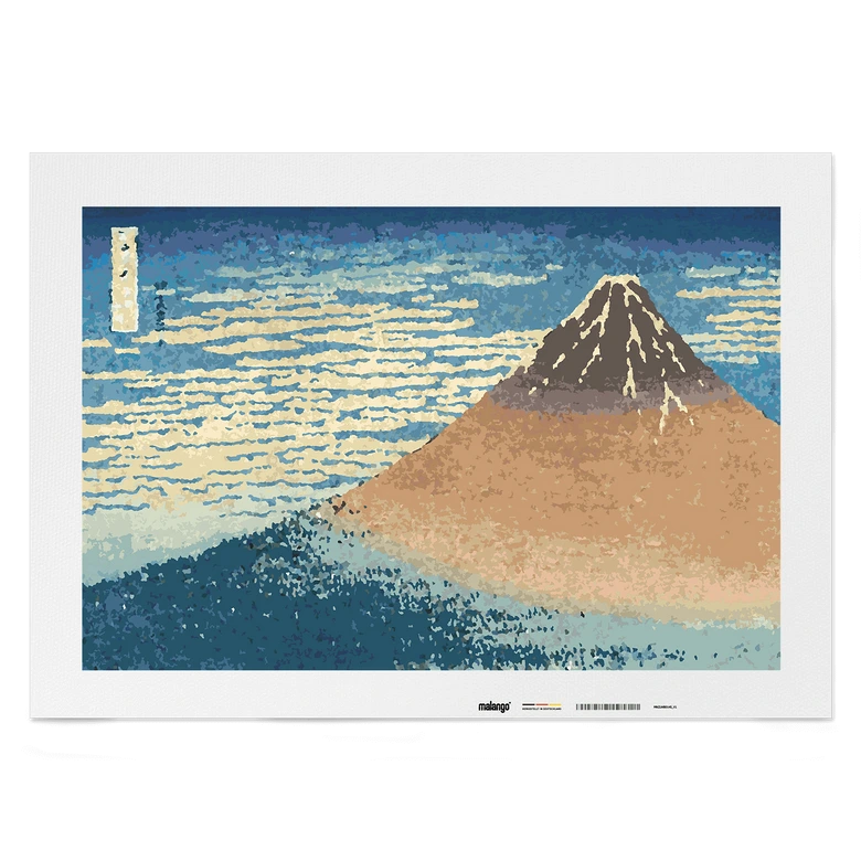 Malen nach Zahlen Leinwandbild - Hokusai - Feiner Wind, Klarer Morgen (Roter Fuji)  