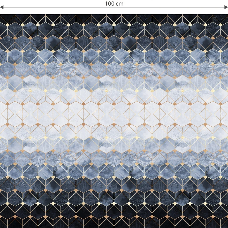 Stickers pour meuble Fredriksson - Hexagone : bleu et or 