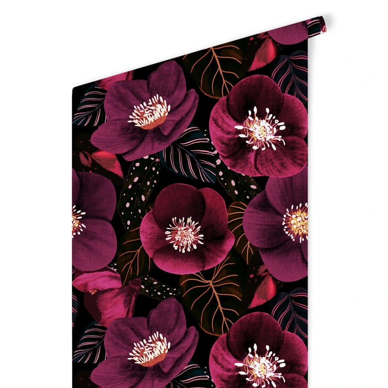 Blumen Mustertapete Florale Blütenpracht in Purpurtönen - Anis Illustration 