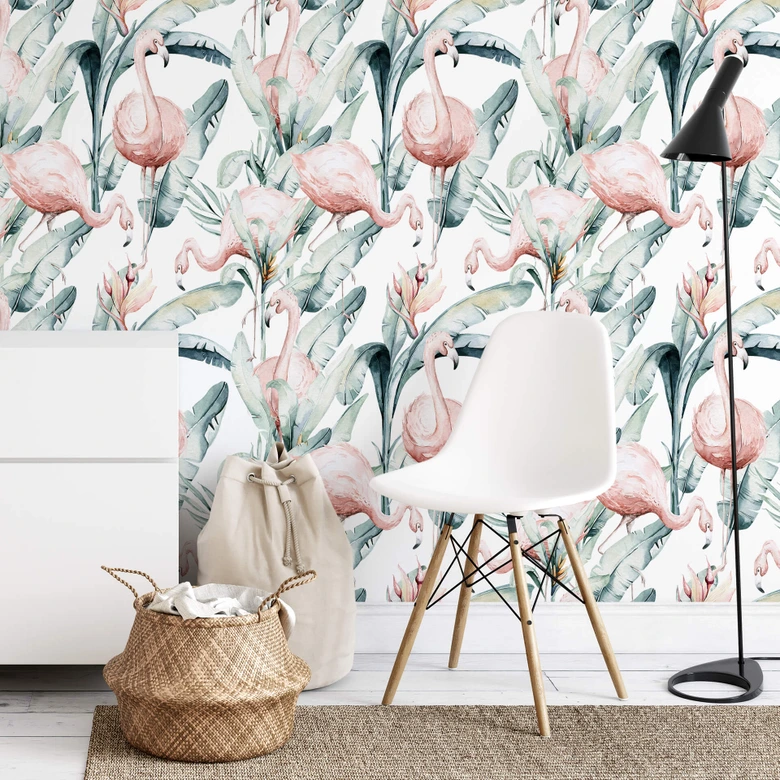 Patterned Wallpaper Kvilis - Tropical Flamingo 