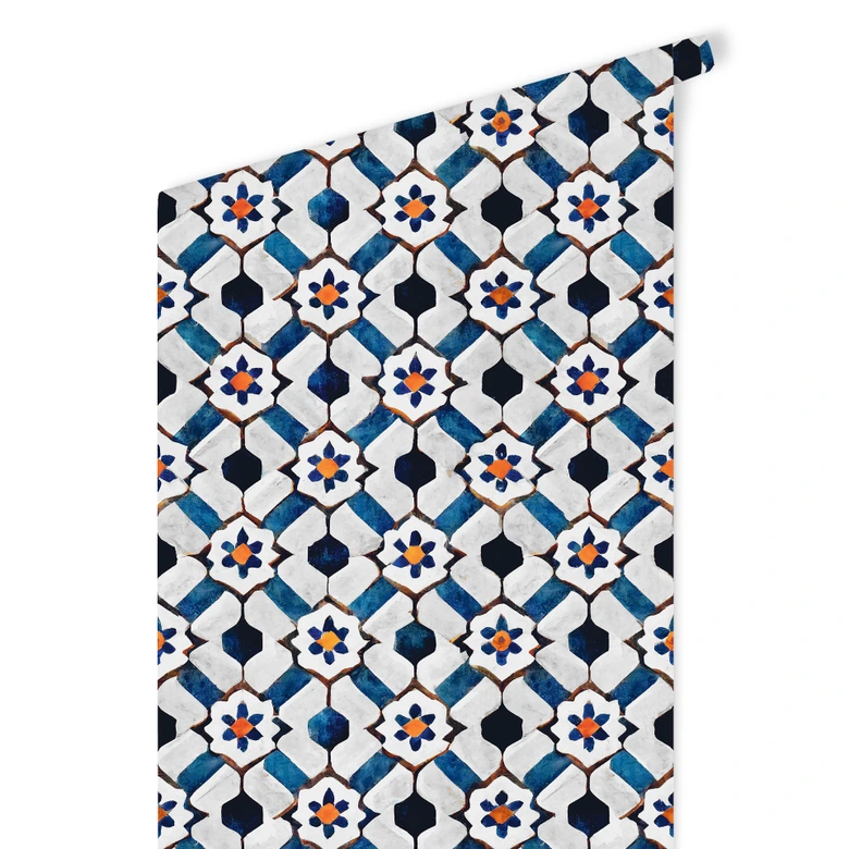 Mustertapete Geometrisches Muster mit Blumen - Treechild 