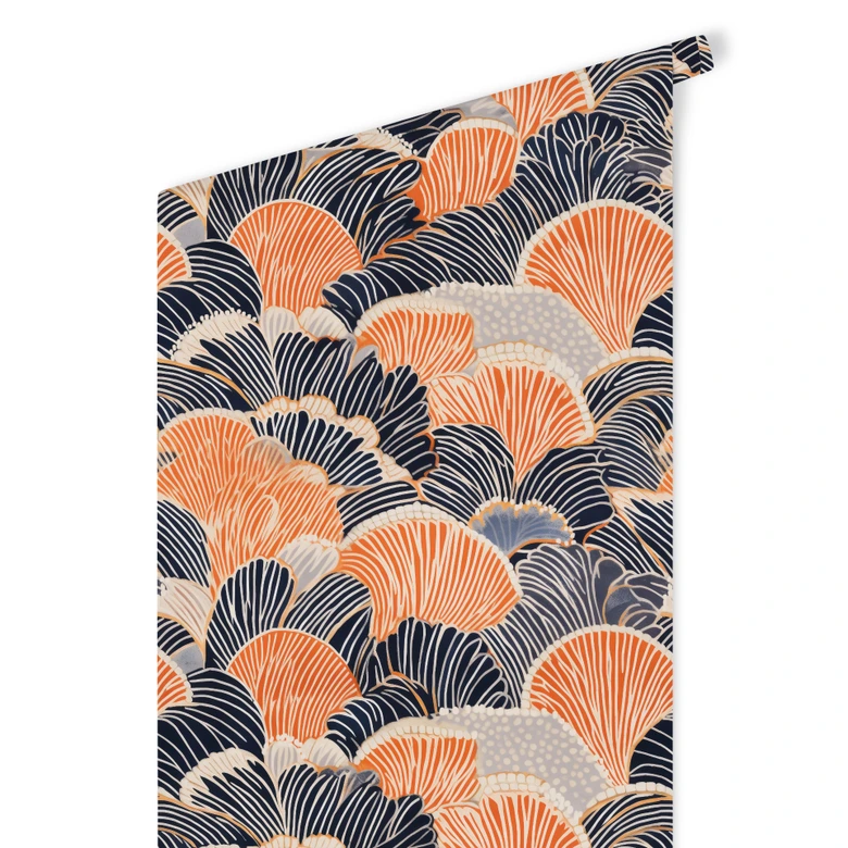 Mustertapete Muschelmuster in Orange-blau - Treechild 