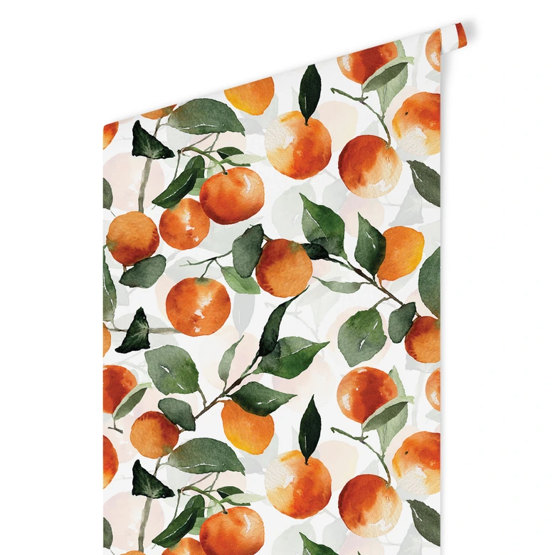 Mustertapete Obst - Fruchtige Mandarinen - UN Designs 