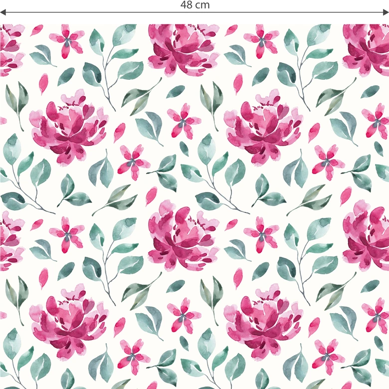 Mustertapete - Aquarell Blüten 02 - pink 