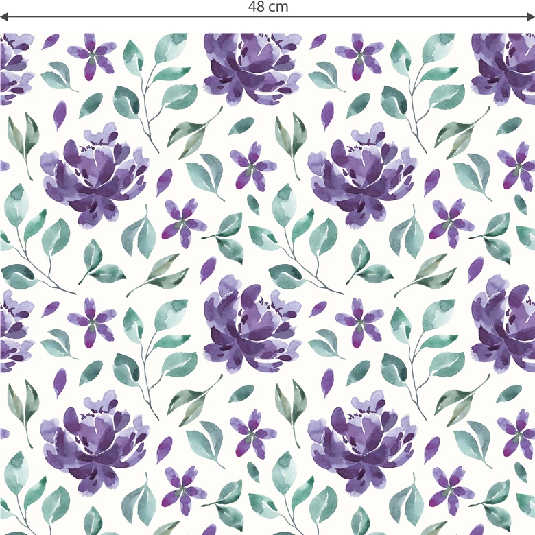 Mustertapete - Aquarell Blüten 02 - violett 