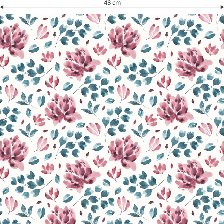 Mustertapete - Aquarell Blüten 03 - pink 