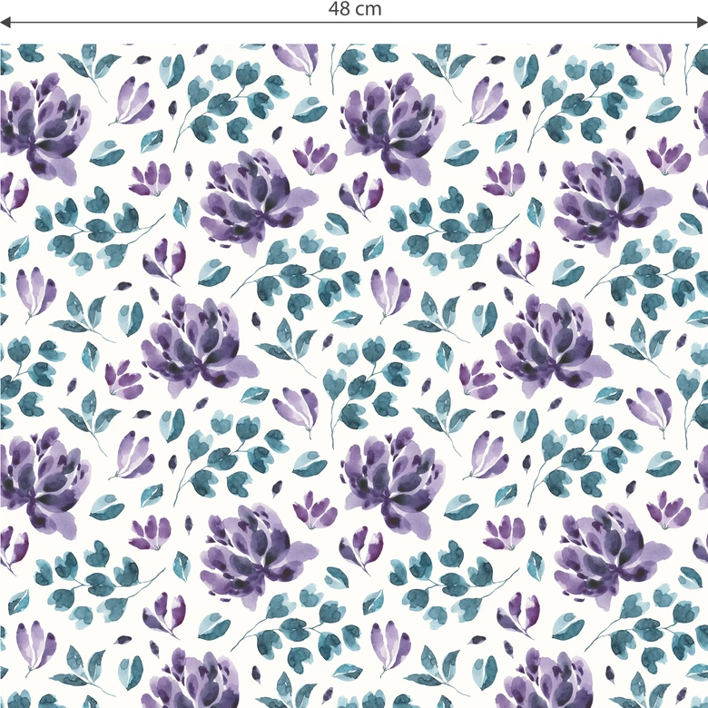 Mustertapete - Aquarell Blüten 03 - violett 