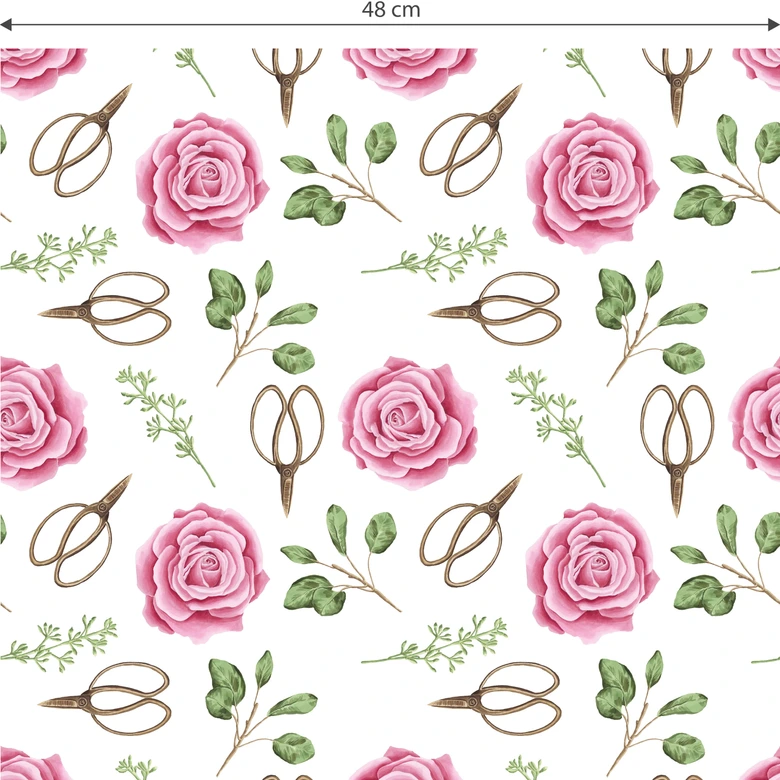 Mustertapete - Aquarell Blüten 04 - rosa 