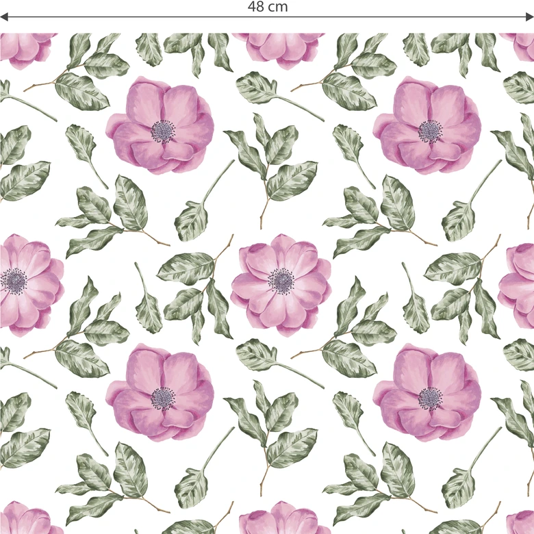 Mustertapete - Aquarell Blüten 05 - rosa 