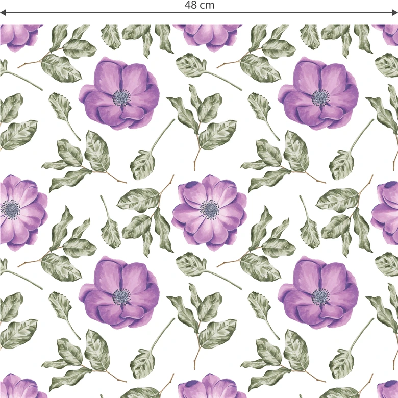 Mustertapete - Aquarell Blüten 05 - violett 
