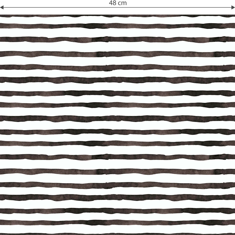 Mustertapete - Aquarell Streifen 01 - schwarz-weiß 