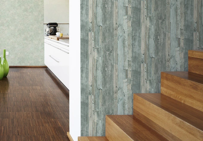 Papier peint A.S. Création Decoworld turquoise pastel, beige, gris trafic 