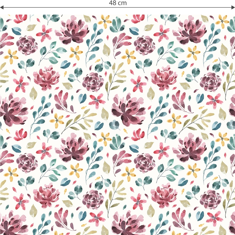 Mustertapete - Aquarell Bunte Blumenwiese 
