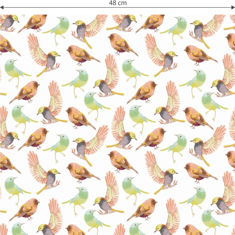 Mustertapete - Bunte Vögel 