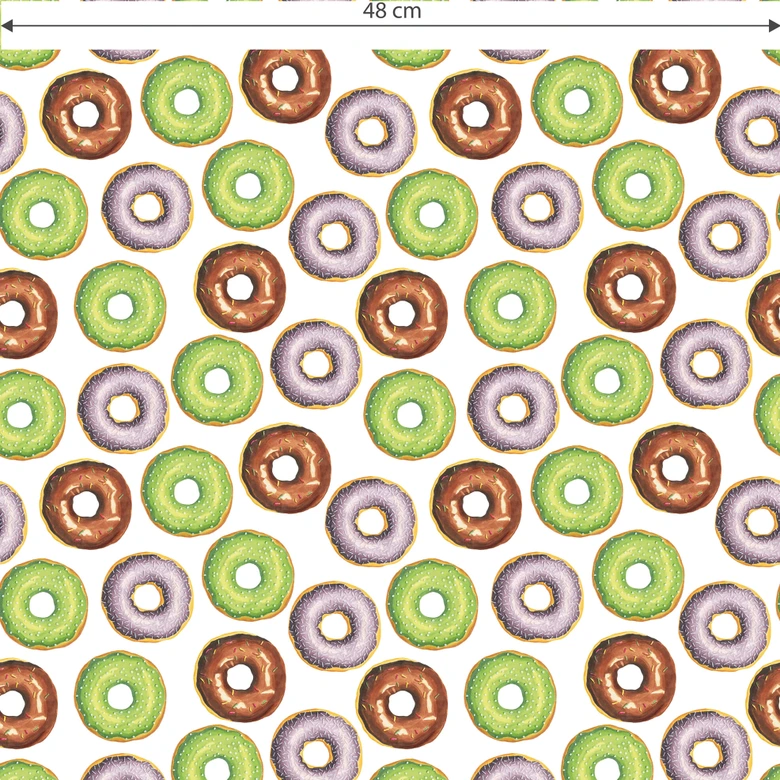 Papier peint à motifs Donuts marron, vert, gris 