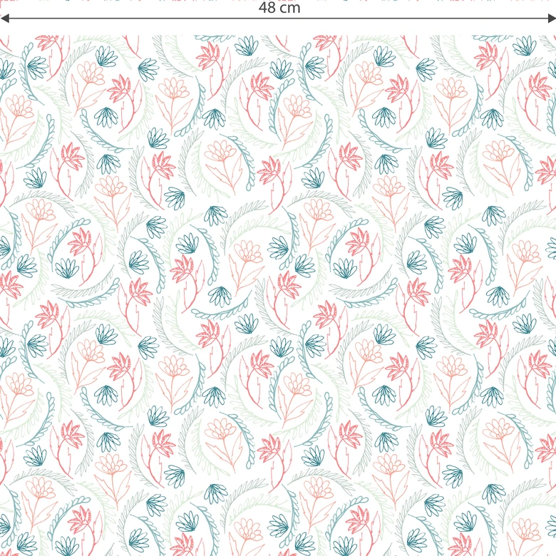Mustertapete Graphic Flowers - Blumen rosa 