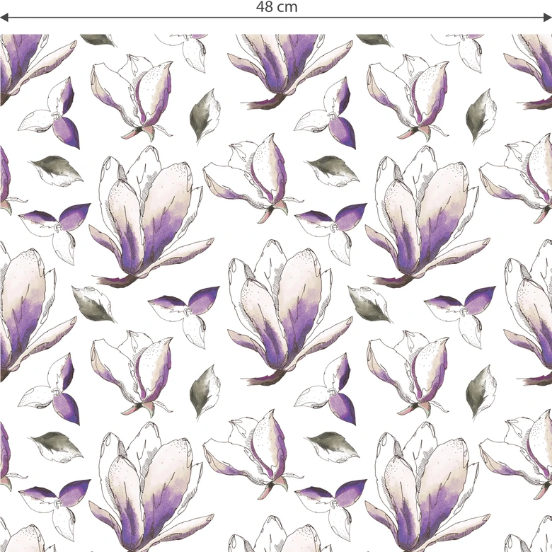 Patroonbehang – Illustrated Flowers – paars 