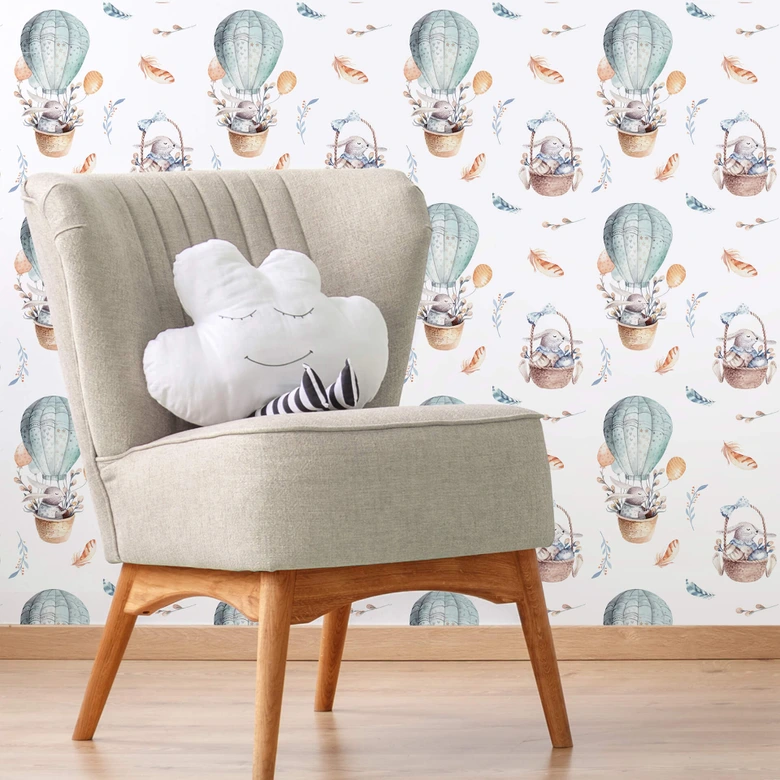 Patterned Wallpaper Kvilis - Bunny in a balloon 