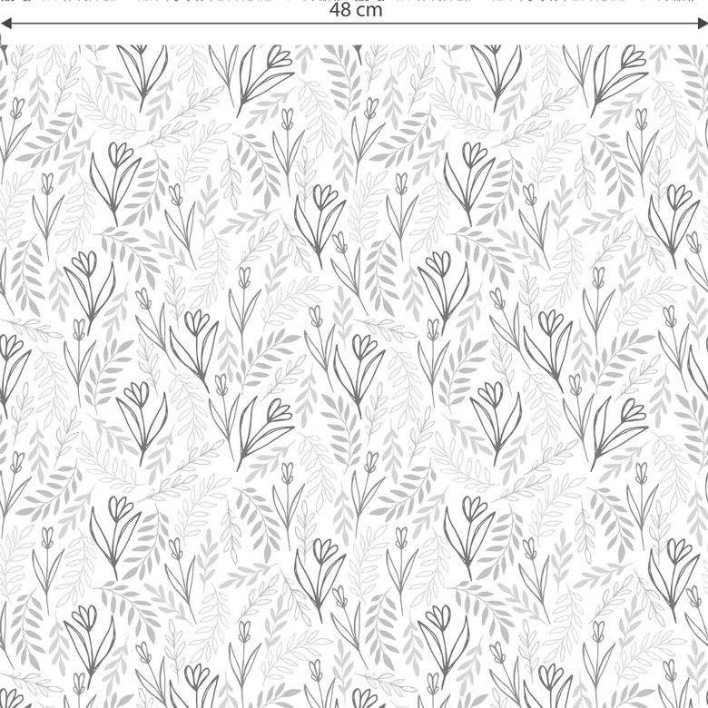 Mustertapete Graphic Flowers - Blumenfeld schwarz-weiß 