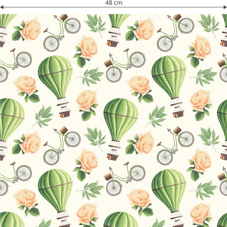 Patroonbehang – Vintage Luchtballonnen – groen 