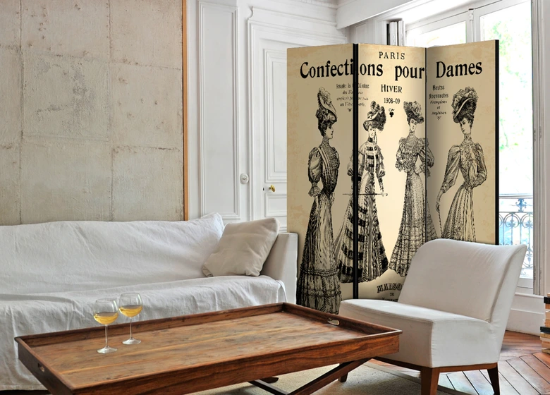 Paravent Séparation de pièce - Confections pour Dames "Paris Confections pour Dames", 3 pièces 
