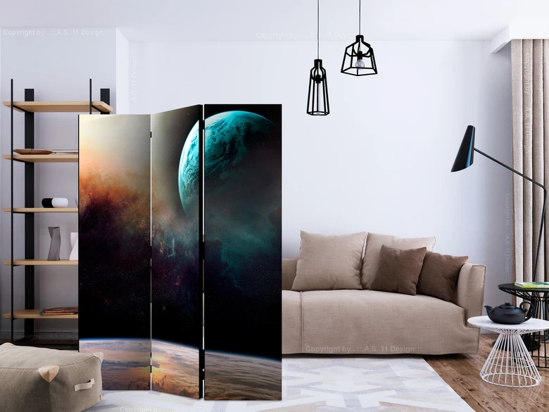 Paravent, Raumteiler freistehend, Trennwand - fremder Horizont 