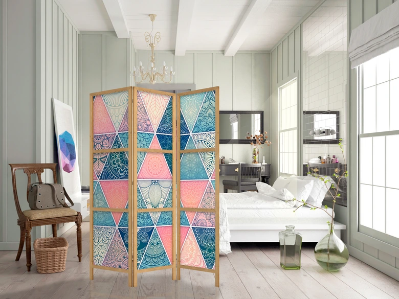 Paravent japonais Séparation de pièce - Patchwork oriental , 3 pièces 