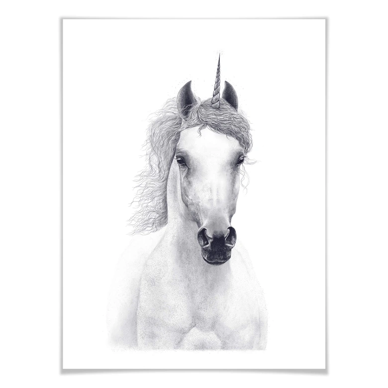 Póster Korenkova - Unicornio blanco 