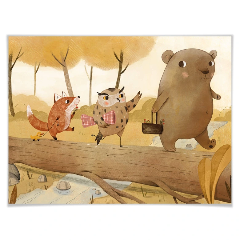 Poster Loske - Picknick im Herbst 