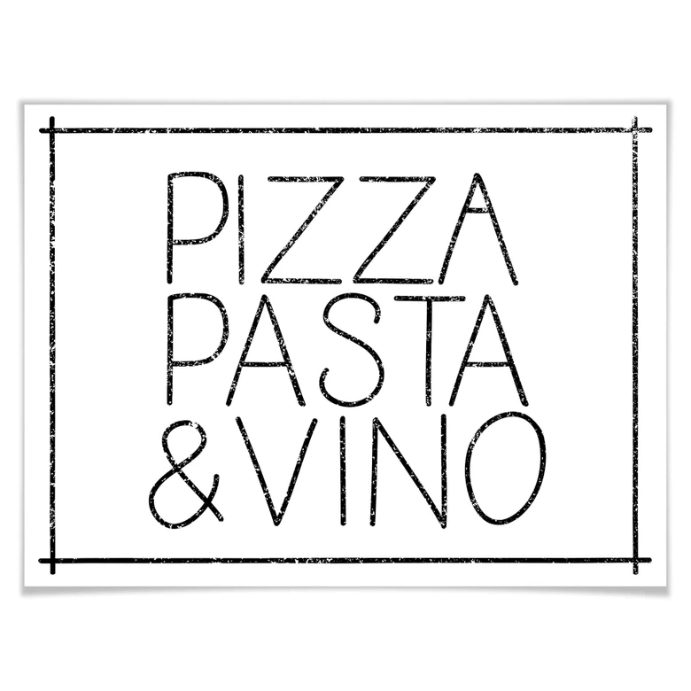 Poster Pizza Pasta & Vino blanc 