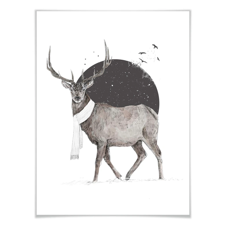Poster Solti - Hirsch im Winter 