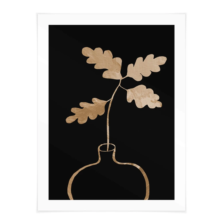 Poster 1X Studio - Goldene Eichenblätter in einer Vase 
