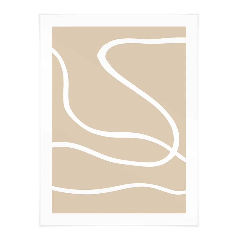Poster 1X Studio - Weiße Pinselstriche auf Beige 