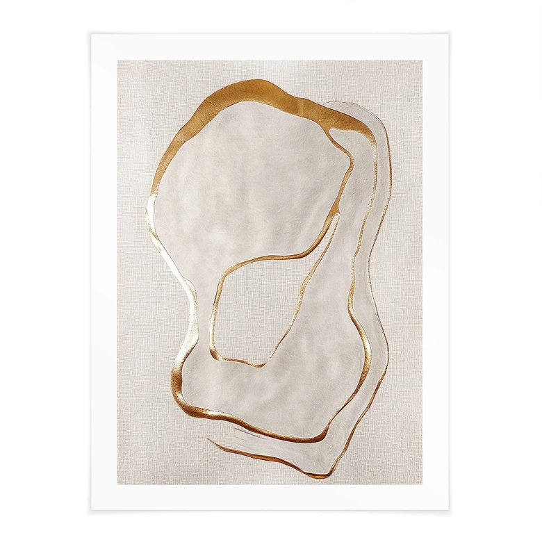Poster med abstrakt linjekonst i guld och beige - Alma 