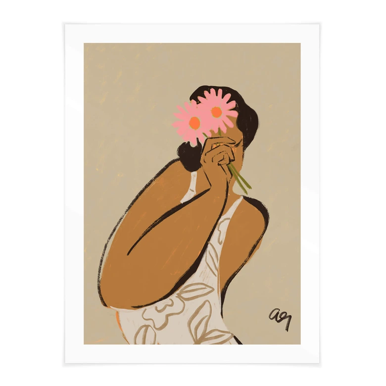 Plakat Różowe kwiaty we włosach - Arty Guava 