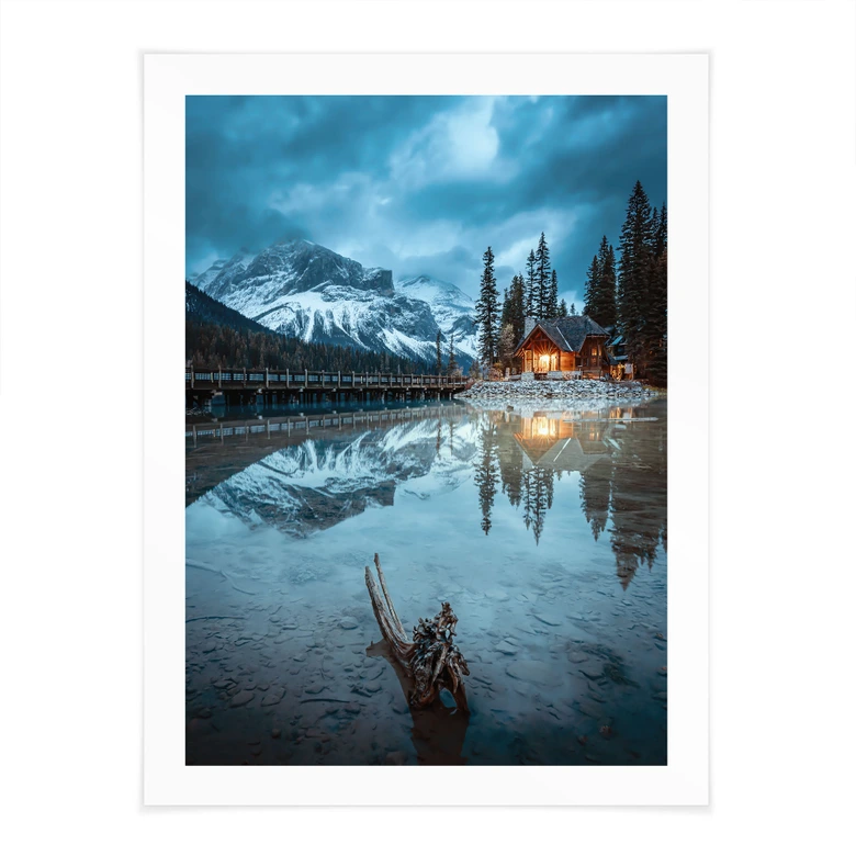 Poster Bergidylle am abendlichen See - Bing Li 