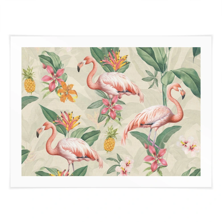 Poster Flamingo und tropische Blätter - Bloomery Decor 