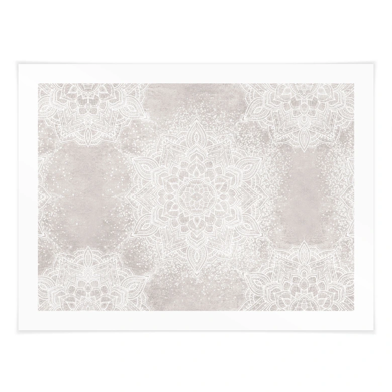 Poster Sanftes Mandala auf Grau-Beige - Bloomery Decor 