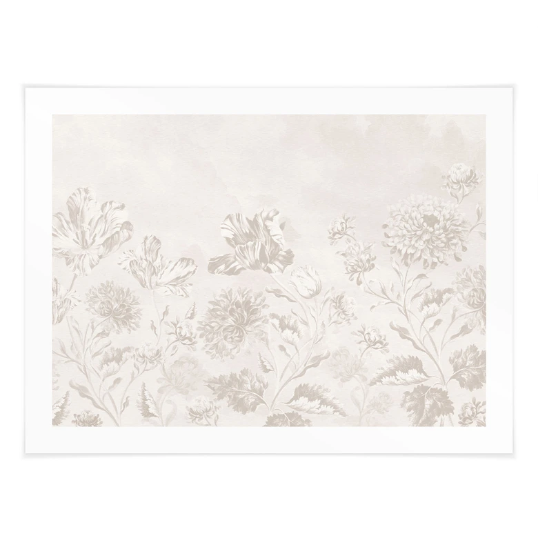 Flores Póster Flores silvestres en tiza mirada Greige - Bloomery Decor 